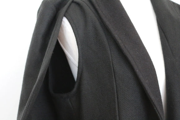 YDE Black midi shoulder throw over coat - M