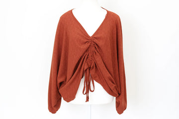 YDE Burnt Orange Tie-Up Blouse – Adjustable Flattering Fit | Size M | Brand New