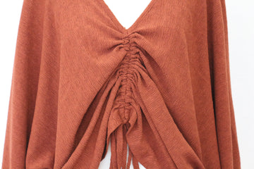 YDE Burnt Orange Tie-Up Blouse – Adjustable Flattering Fit | Size M | Brand New - 0
