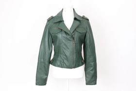 Emerald green faux leather jacket - 10