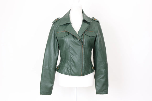 Emerald green faux leather jacket - 10