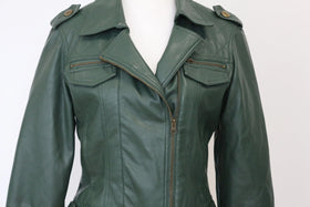 Emerald green faux leather jacket - 10 - 0