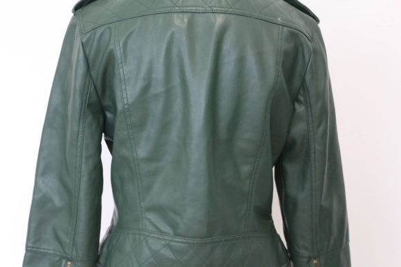 Emerald green faux leather jacket - 10