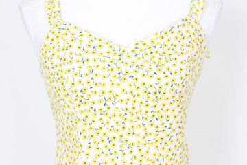 H&M Classic Yellow & White Floral Blouse – Versatile Wardrobe Staple | Size 10 - 0