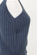 Woolies blue cableknit button down blouse - S-4