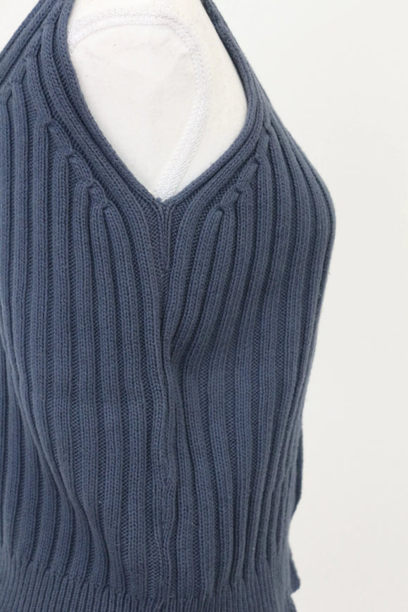 Woolies blue cableknit button down blouse - S