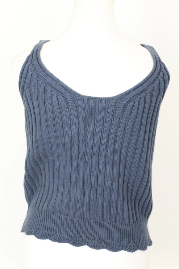 Woolies blue cableknit button down blouse - S