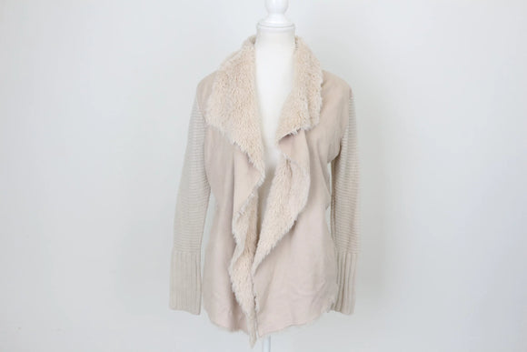 Cream cardigan with faux fur - 8
