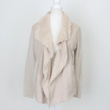 Cream Cardigan with Luxe Faux Fur Trim – Cosy Autumn & Winter Knit | Size 8 | Pre-Loved