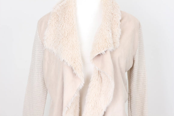 Cream cardigan with faux fur - 8