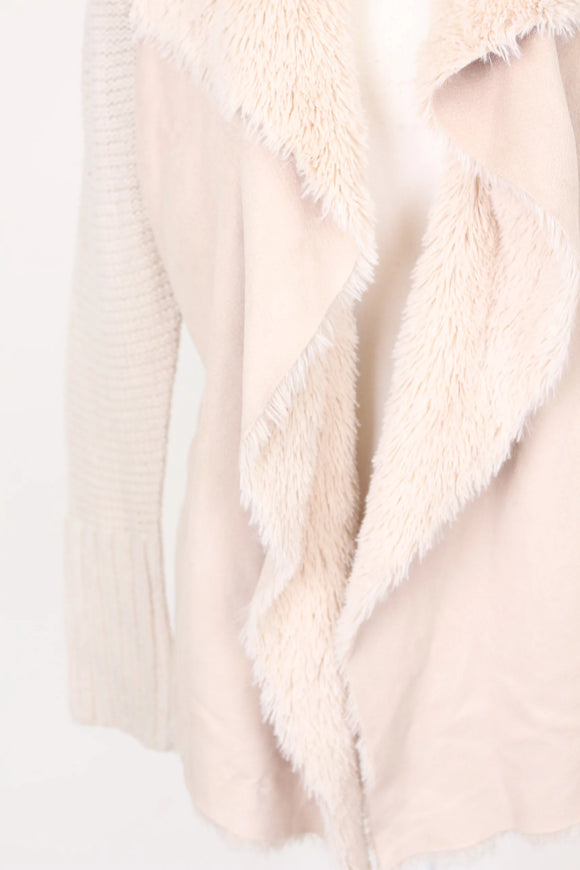 Cream cardigan with faux fur - 8