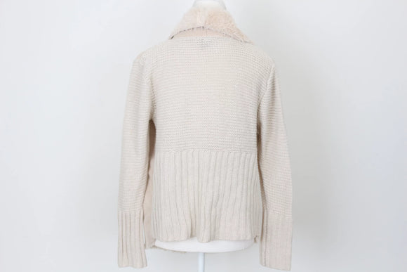 Cream cardigan with faux fur - 8