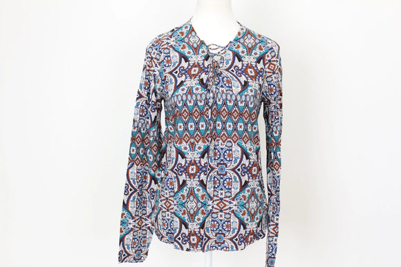 Woolies bohemian print long sleeve blouse - 10