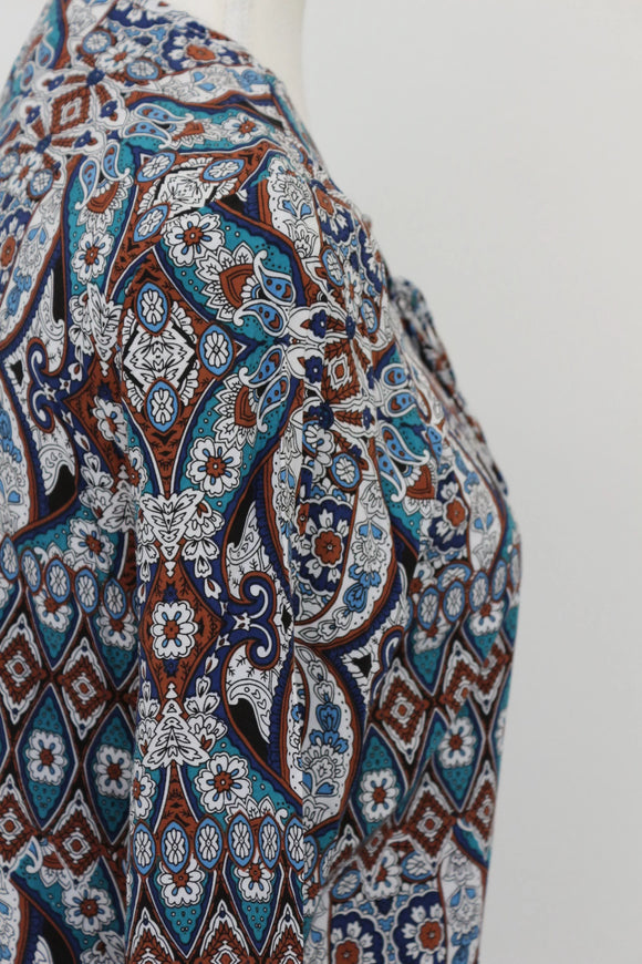 Woolies bohemian print long sleeve blouse - 10