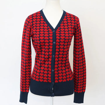 OBR Vintage Navy & Red Heart Knit Cardigan – Charming Unique Knitwear | Size M | Pre-Loved