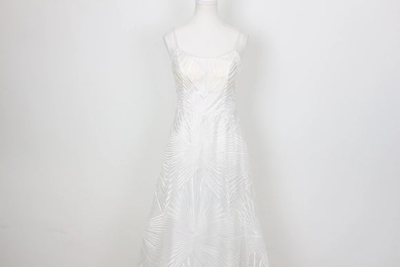 Wedding dress - geometric patterned embroidery - S