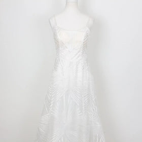 Wedding dress - geometric patterned embroidery - S