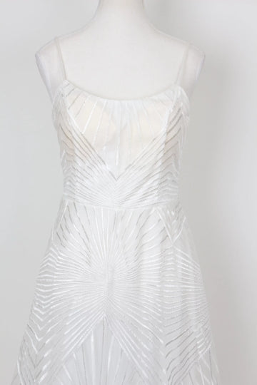 Geometric Embroidery Wedding Dress – Intricate Patterned Bridal Gown | Size S | Brand New - 0