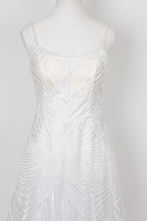 Wedding dress - geometric patterned embroidery - S