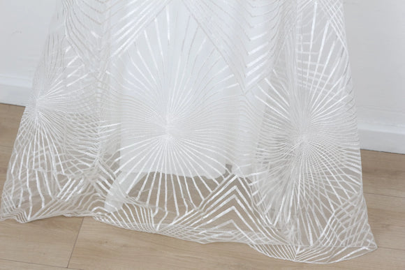 Wedding dress - geometric patterned embroidery - S