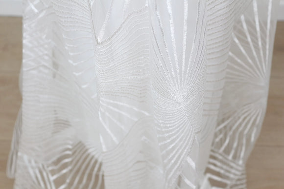 Wedding dress - geometric patterned embroidery - S