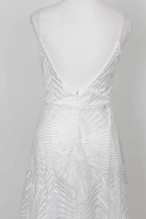 Wedding dress - geometric patterned embroidery - S