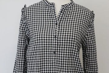 H&M Classic Black & White Gingham Shirt – Timeless Button-Up | Size 8 | Pre-Loved - 0