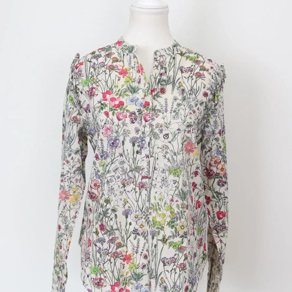 H&M White floral shirt - 8