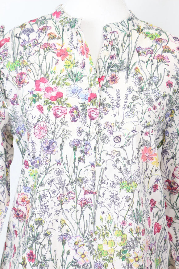 H&M White floral shirt - 8