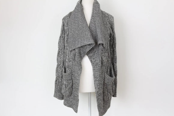 Woolies grey cableknit cardigan - S