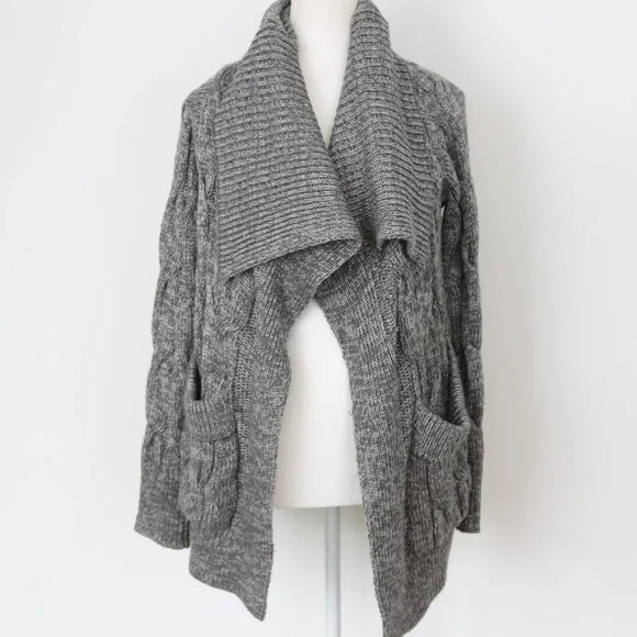 Woolies grey cableknit cardigan - S