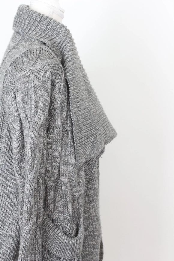 Woolies grey cableknit cardigan - S