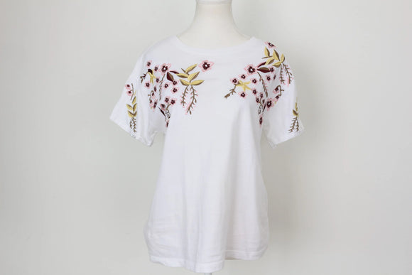 Woolies white t-shirt with embroidery - S