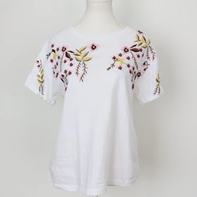 Woolies white t-shirt with embroidery - S