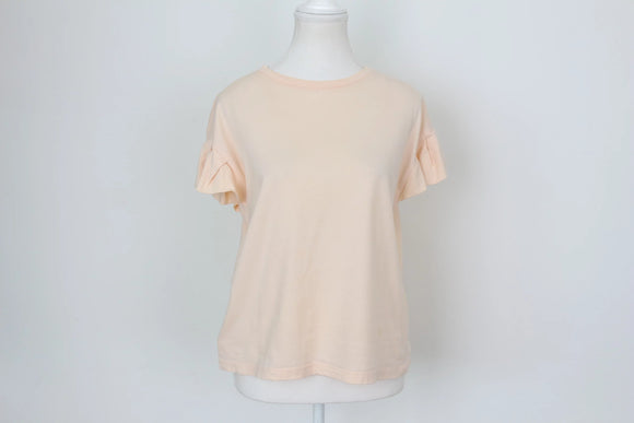 Woolies coral t-shirt with accent sleeves - S