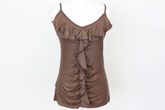 Brown and gold strappy top - S