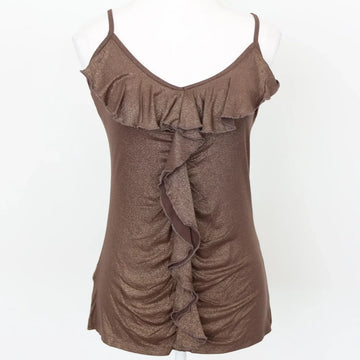 Vintage Brown & Gold Strappy Cami Top – Effortless Going Out Look | Size S | Pre-Loved