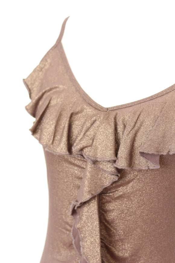 Brown and gold strappy top - S