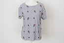 Woolies grey t-shirts with embroided flowers - S-4