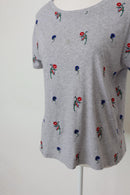 Woolies grey t-shirts with embroided flowers - S-3