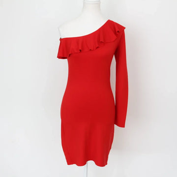 H&M Striking Red Bodycon One-Sleeve Dress – Bold Asymmetric Night Out | Size 8 | Brand New