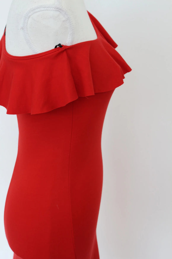 H&M red bodycon one sleeve dress - 8