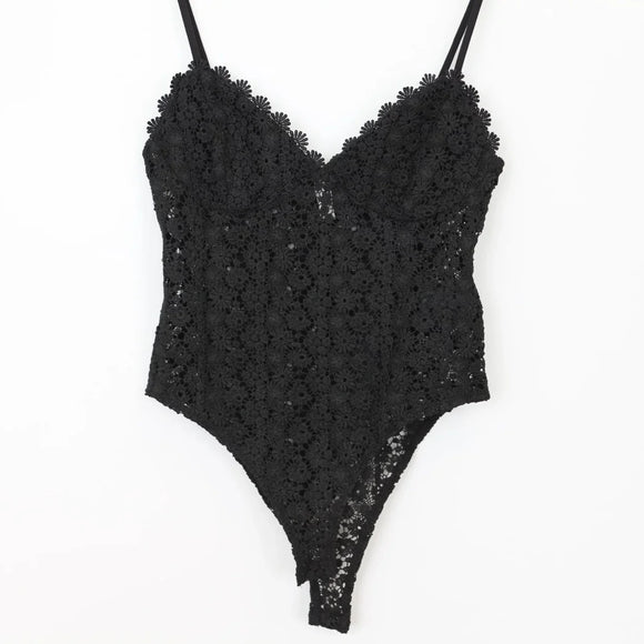 Black crochet bodysuit - M