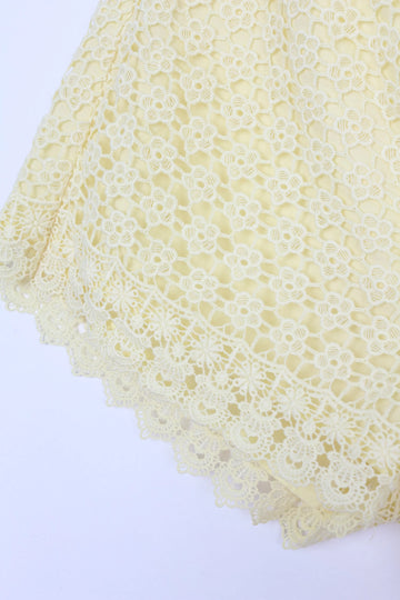 Woolies Vintage Yellow Crochet Shorts – Lightweight Breathable Summer Bottoms | Size 10 | Pre-Loved - 0
