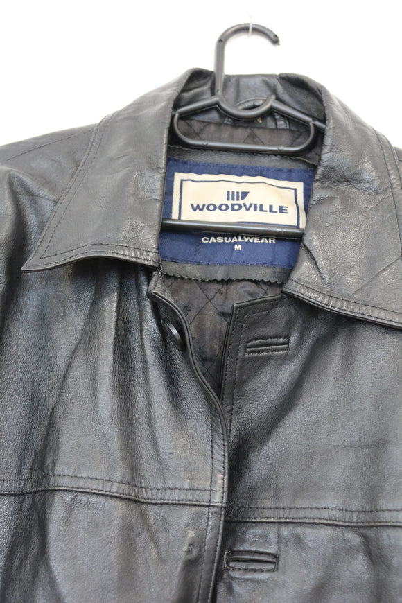Vintage black genuine leather jacket - M