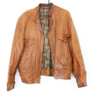 Vintage tan bomber genuine leather jacket - L-1