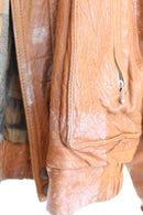 Vintage tan bomber genuine leather jacket - L-3