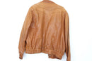 Vintage tan bomber genuine leather jacket - L-4