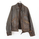 Vintage dark brown genuine leather jacket - L-1