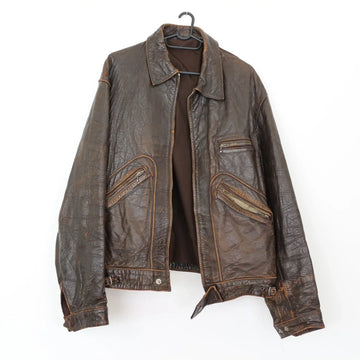 Vintage dark brown genuine leather jacket - L